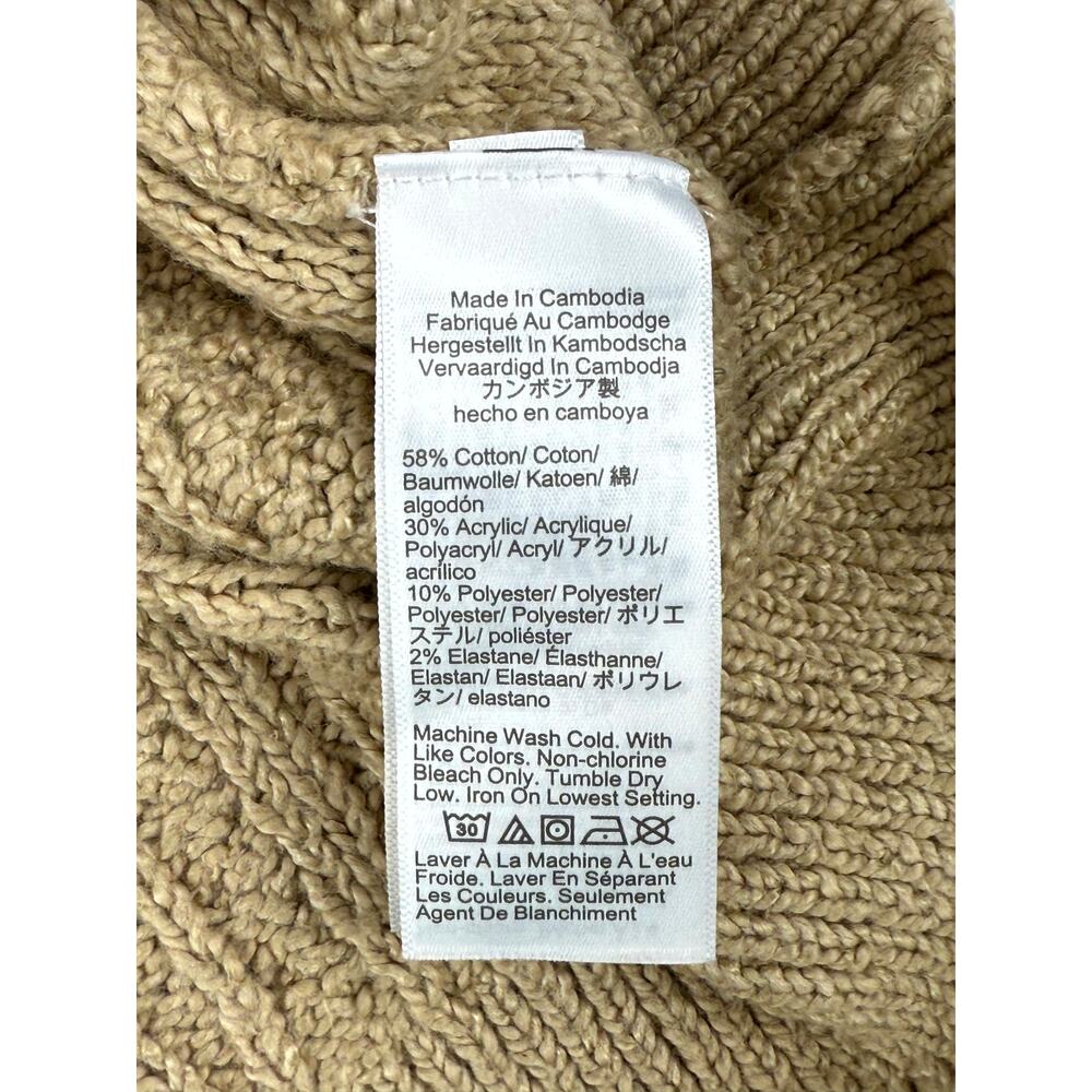 J. Crew Women’s Mock neck Cable Knit Sweater Cotton Blend Cashew Size M - Picture 6 of 11